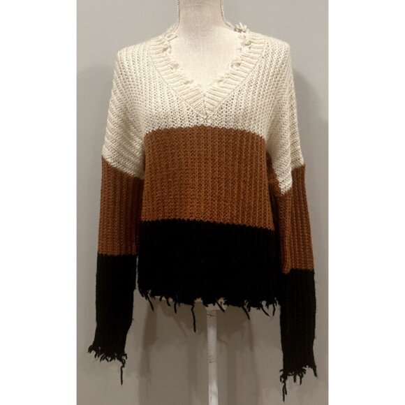 Women's HYFVE Multi-Color V-Neck Sweater - Picture 1 of 5